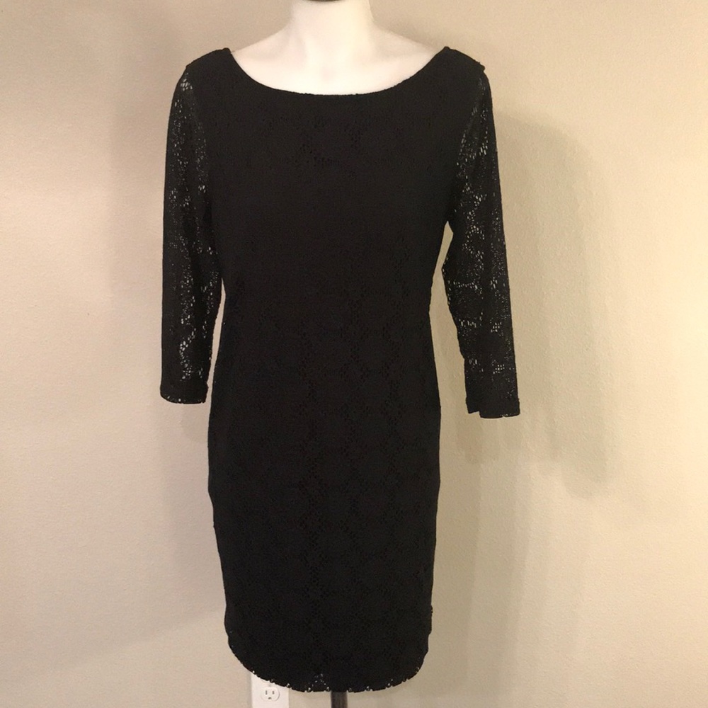 3/4 sleeve black dress
